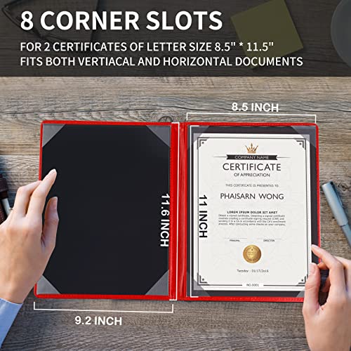 Diploma Cover 8.5 x 11, Padded Certificate Holder, Leatherette, Red