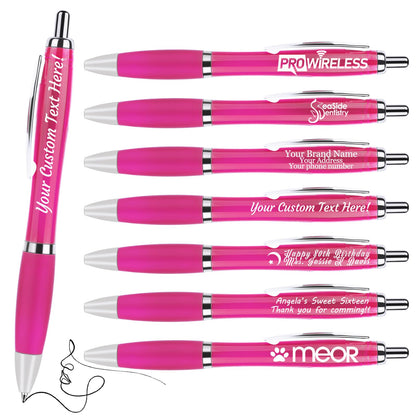 Pack of 100 Personalized Clear Pens - Custom Bulk Promotional Pens