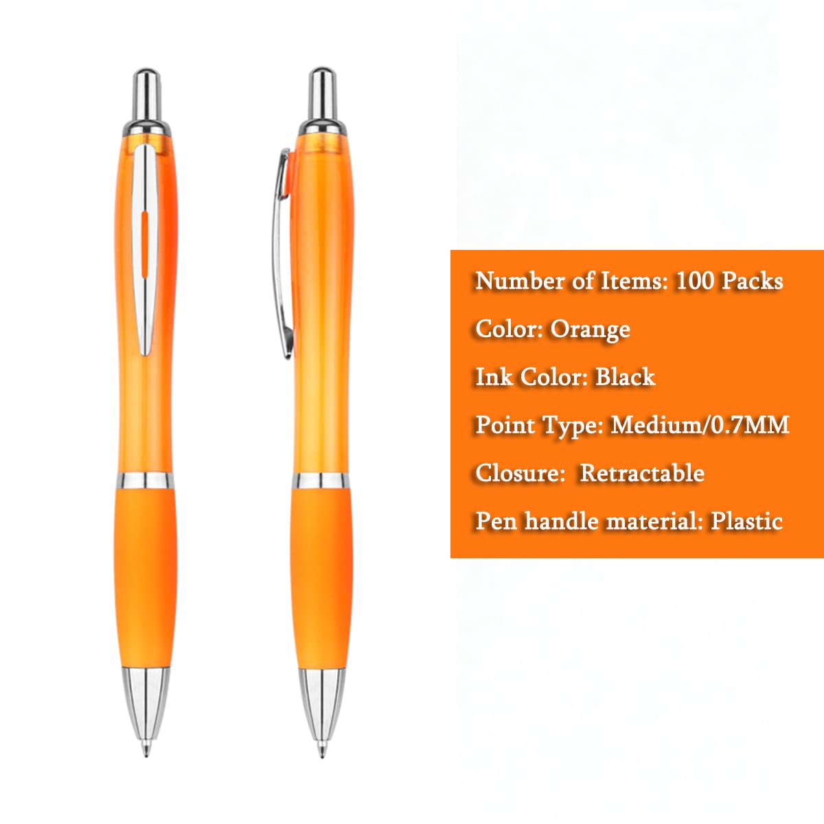 Personalized Ballpoint Pens with Custom Text - 100 Pack Bulk Promotional Items with Your Logo for Business, Events & Trade Shows - Smooth Black Ink, Retractable Office Gift