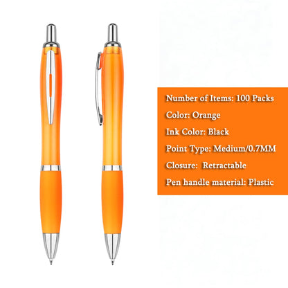 Personalized Ballpoint Pens with Custom Text - 100 Pack Bulk Promotional Items with Your Logo for Business, Events & Trade Shows - Smooth Black Ink, Retractable Office Gift