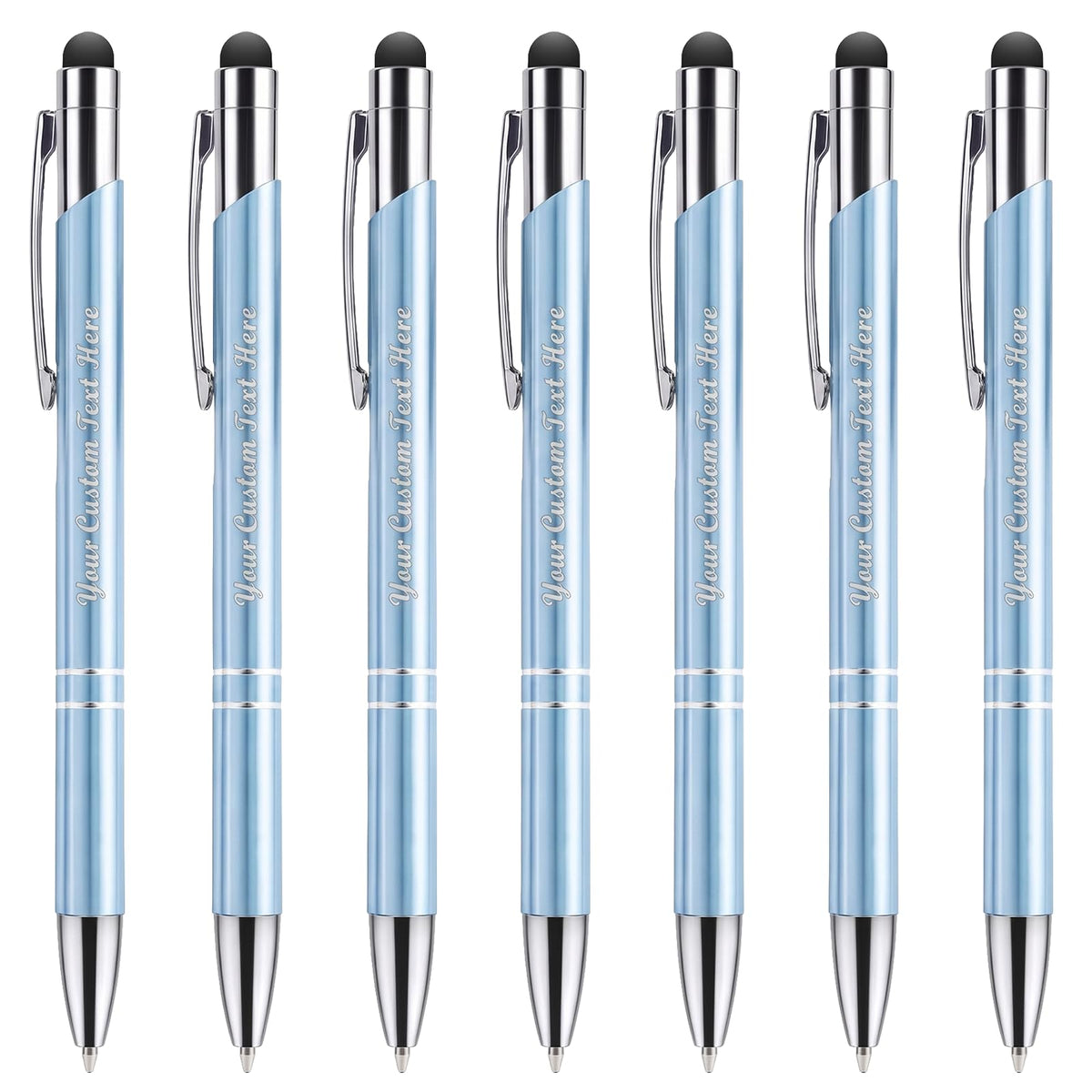 Custom Personalized Pens with Stylus, Black Ink Click Ballpoint Pens-50 PCS