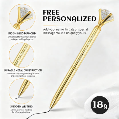 HISHER Custom Diamond Pens, 20 Pack, Bridal Shower Wedding Favor, Black Ink