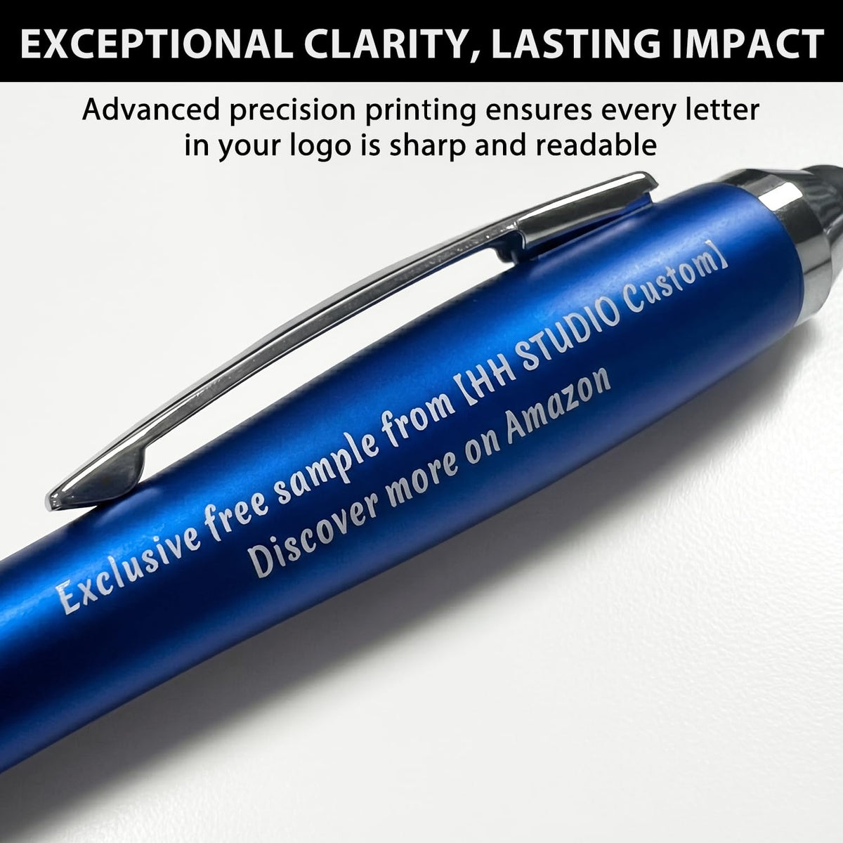 100 PC Custom Personalized Pens with Stylus, Black Ink Click Ballpoint Pens