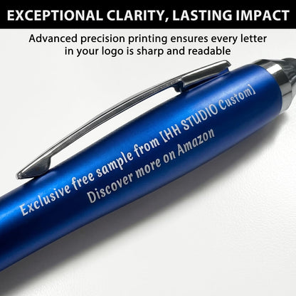 100 PC Custom Personalized Pens with Stylus, Black Ink Click Ballpoint Pens