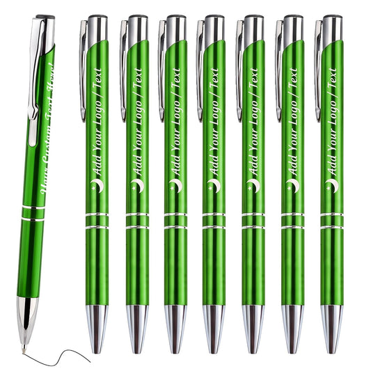 HH-STUDIO CUSTOM Metal Pen, Engraved Logo, Black Ink, Retractable-50 Pack