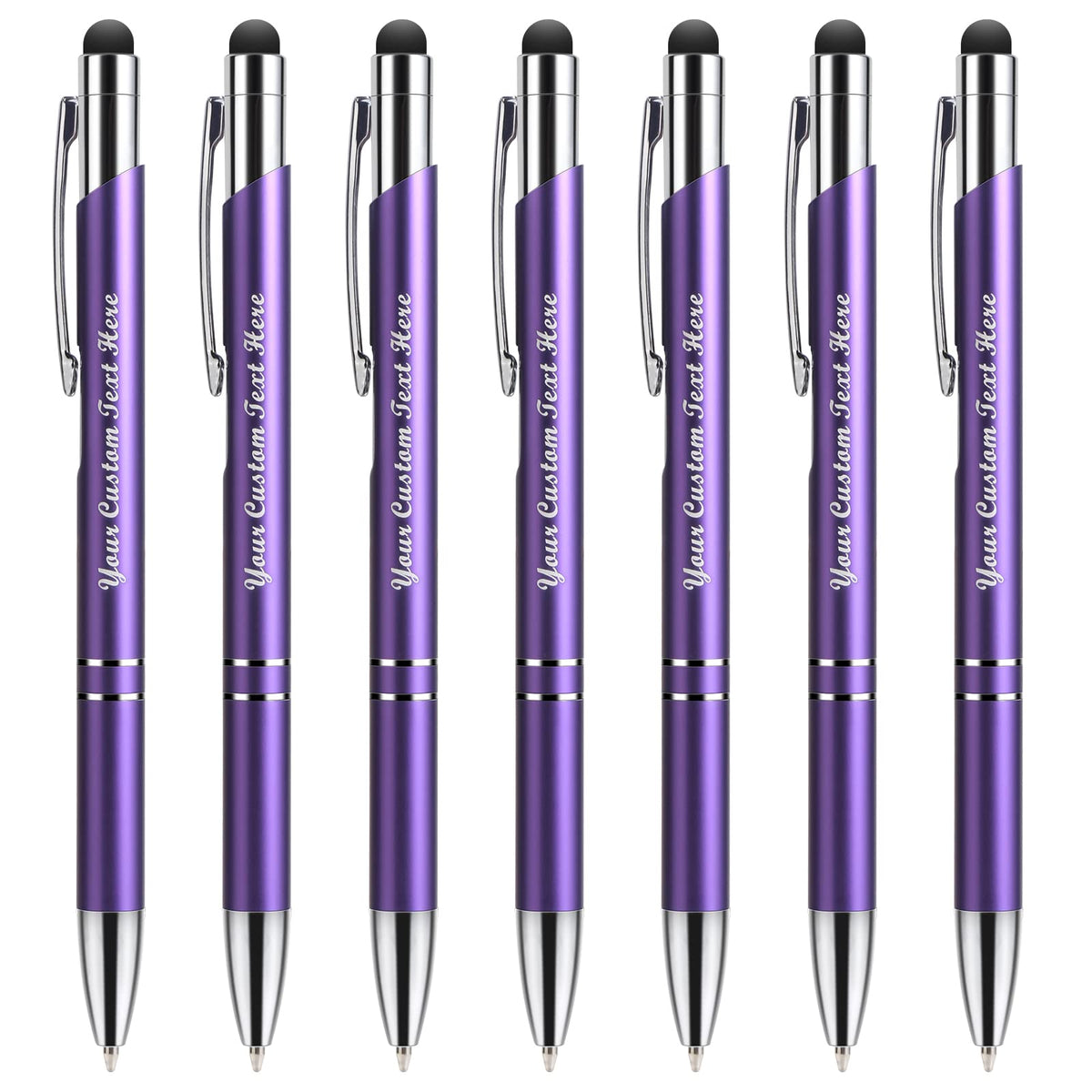 Custom Personalized Pens with Stylus, Black Ink Click Ballpoint Pens-50 PCS