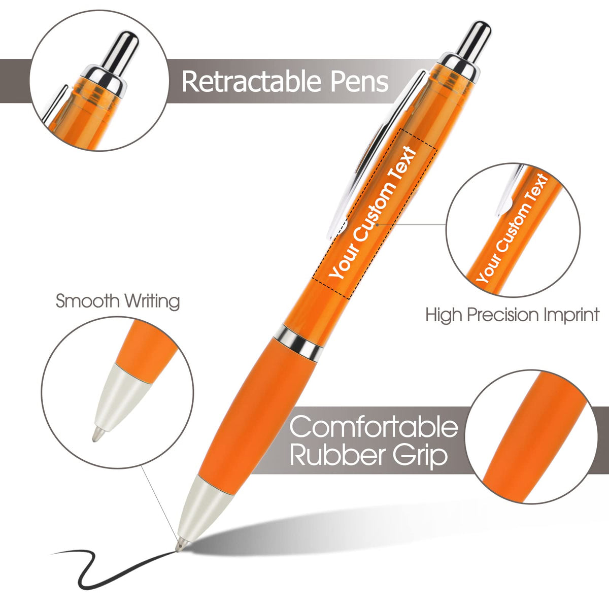 Pack of 100 Personalized Clear Pens - Custom Bulk Promotional Pens