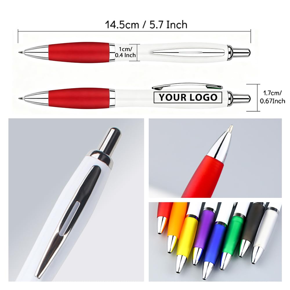 100 PCS Bulk Personalized Pens with Color Logo Custom Retractable Pens