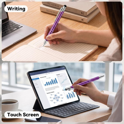 Custom Personalized Pens with Stylus, Black Ink Click Ballpoint Pens-50 PCS