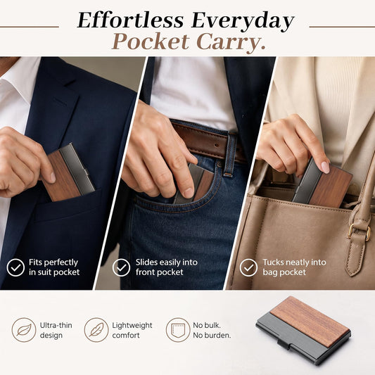 Personalized Wood Business Card Holder Custom Engraved Business Card Holder