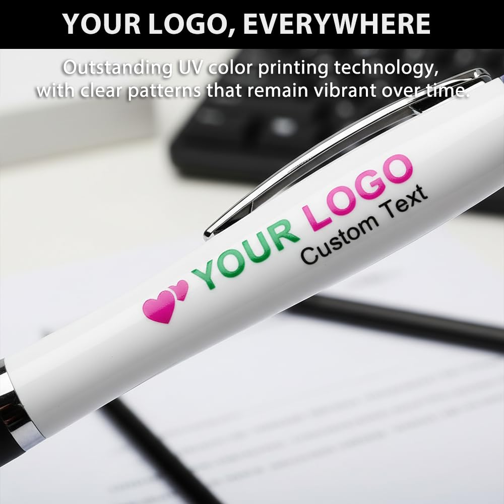 100 PCS Bulk Personalized Pens with Color Logo Custom Retractable Pens