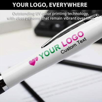 100 PCS Bulk Personalized Pens with Color Logo Custom Retractable Pens