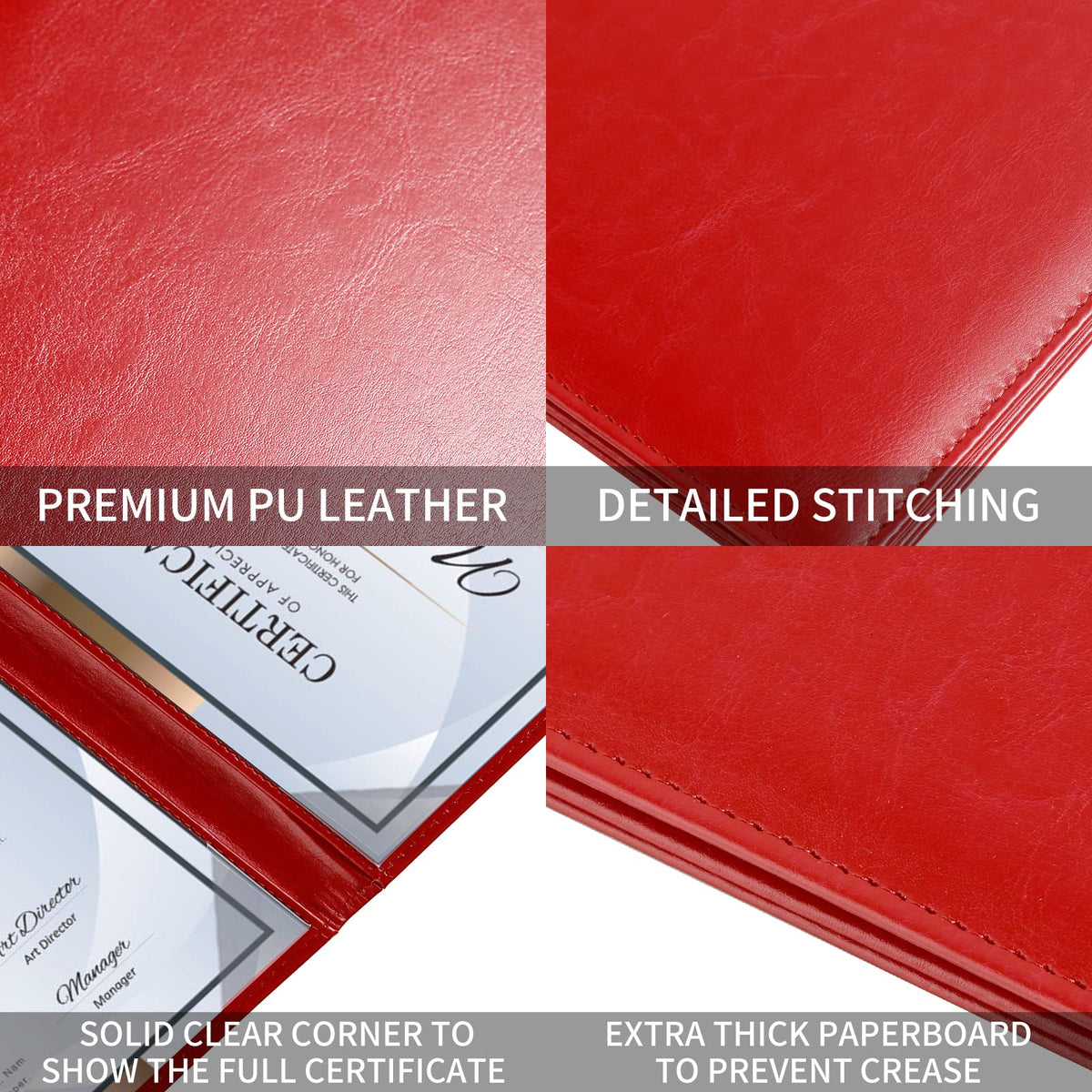 Diploma Cover 8.5 x 11, Padded Certificate Holder, Leatherette, Red