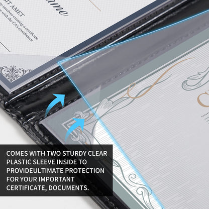 Diploma Cover 8.5 x 11, Padded Certificate Holder, Leatherette, Black