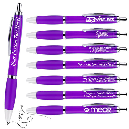 Pack of 100 Personalized Clear Pens - Custom Bulk Promotional Pens