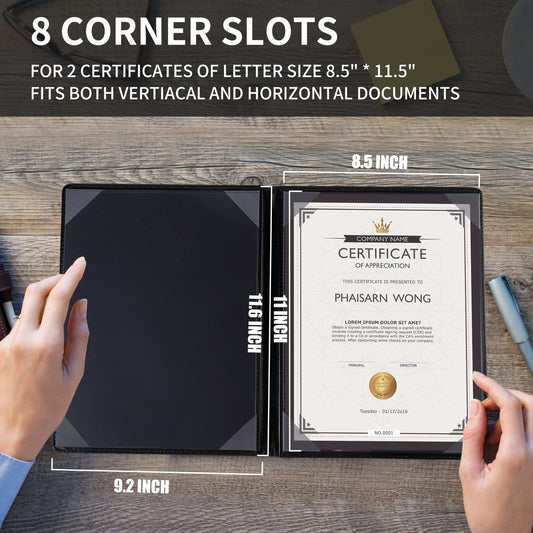 Diploma Cover 8.5 x 11, Padded Certificate Holder, Leatherette, Black