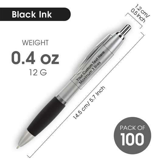 Personalized Business Pens with Logo - Pack of 100 Bulk Retractable Pen