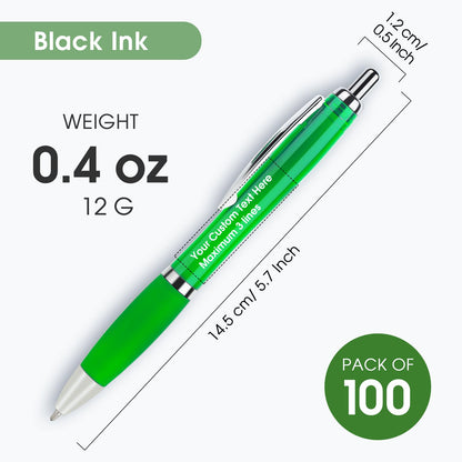 Pack of 100 Personalized Clear Pens - Custom Bulk Promotional Pens
