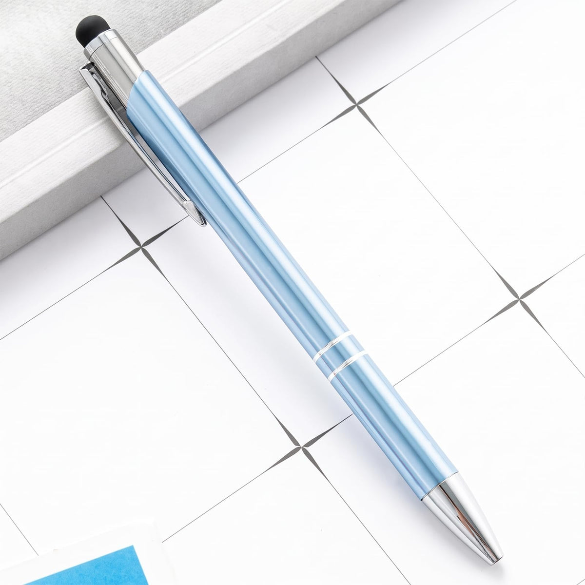 Custom Personalized Pens with Stylus, Black Ink Click Ballpoint Pens-50 PCS