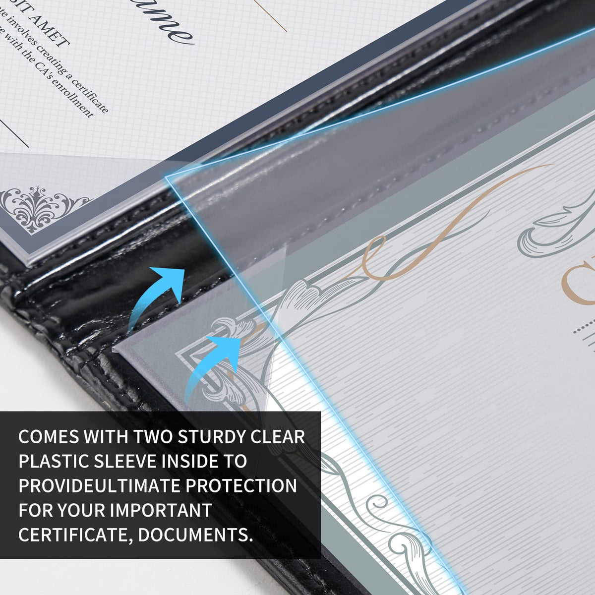 Diploma Cover 8.5 x 11, Padded Certificate Holder, Leatherette, Black