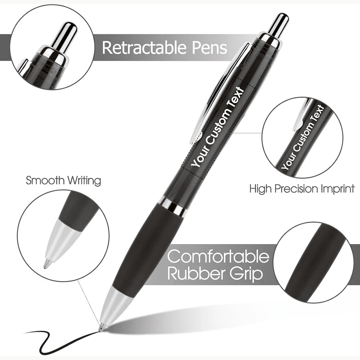 Pack of 100 Personalized Clear Pens - Custom Bulk Promotional Pens