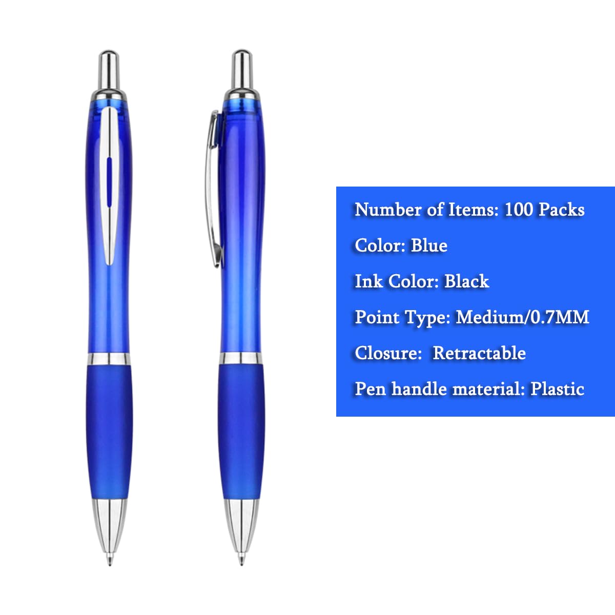 Personalized Ballpoint Pens with Custom Text - 100 Pack Bulk Promotional Items with Your Logo for Business, Events & Trade Shows - Smooth Black Ink, Retractable Office Gift