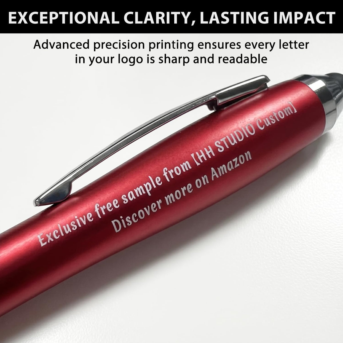 100 PC Custom Personalized Pens with Stylus, Black Ink Click Ballpoint Pens