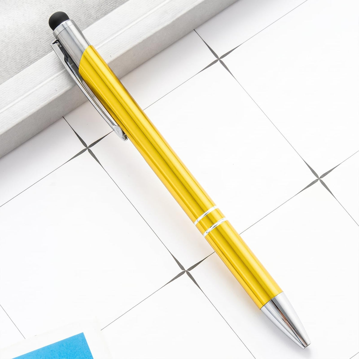 Custom Personalized Pens with Stylus, Black Ink Click Ballpoint Pens-50 PCS