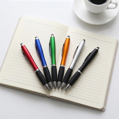 100 PC Custom Personalized Pens with Stylus, Black Ink Click Ballpoint Pens