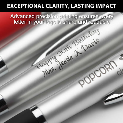 Personalized Pens with Custom Logo or Text - 100 Pack Bulk Click Pens