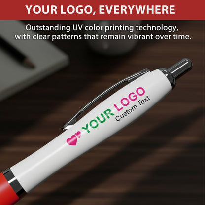 100 PCS Bulk Personalized Pens with Color Logo Custom Retractable Pens