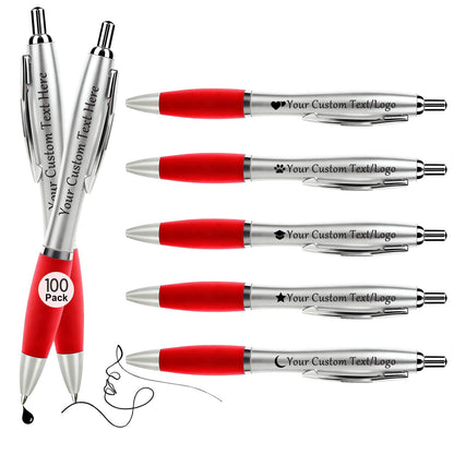 Personalized Pens with Custom Logo or Text - 100 Pack Bulk Click Pens