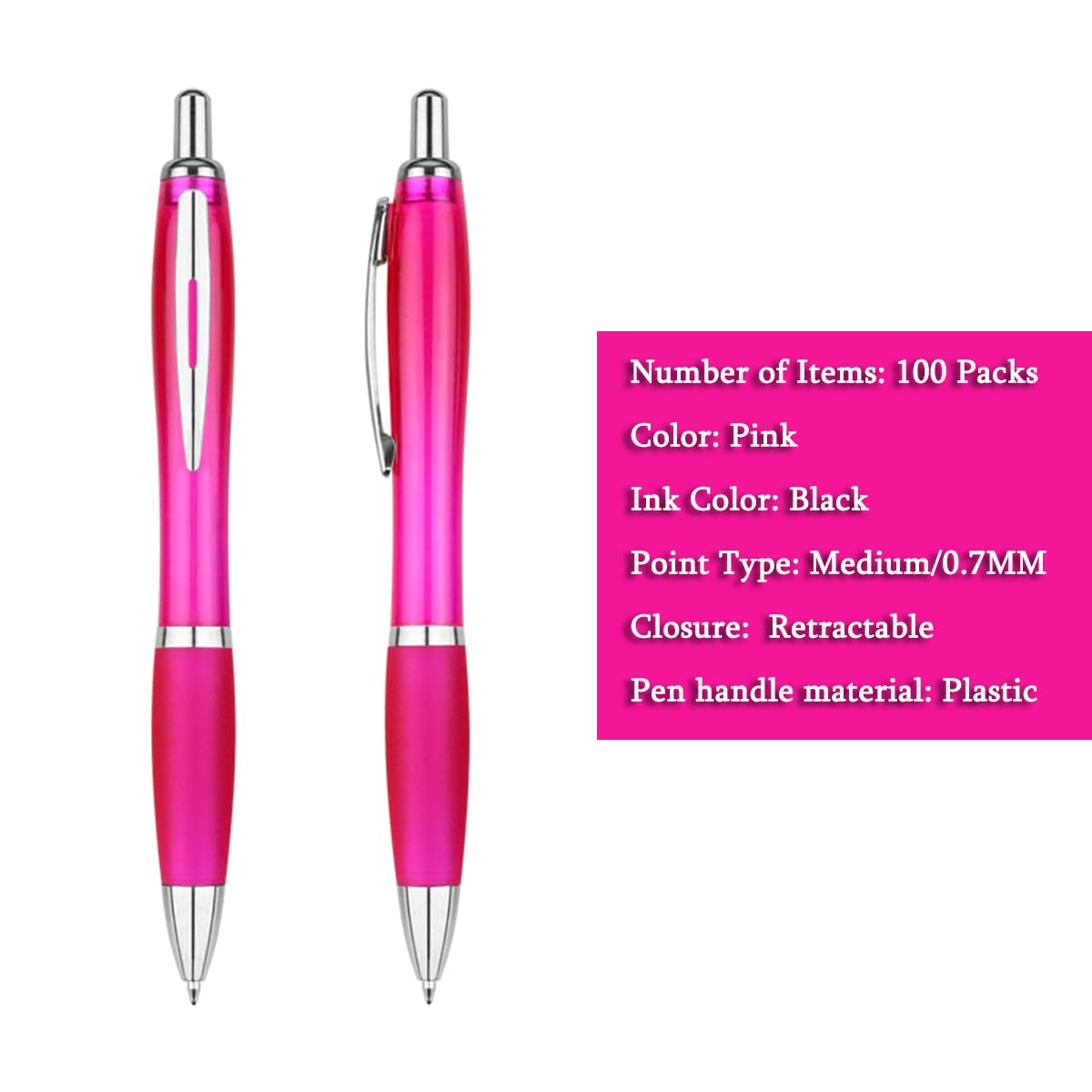 Personalized Ballpoint Pens with Custom Text - 100 Pack Bulk Promotional Items with Your Logo for Business, Events & Trade Shows - Smooth Black Ink, Retractable Office Gift
