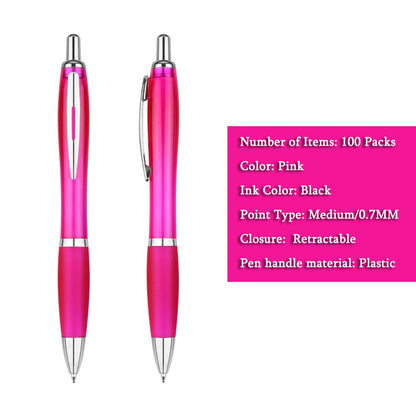 Personalized Ballpoint Pens with Custom Text - 100 Pack Bulk Promotional Items with Your Logo for Business, Events & Trade Shows - Smooth Black Ink, Retractable Office Gift