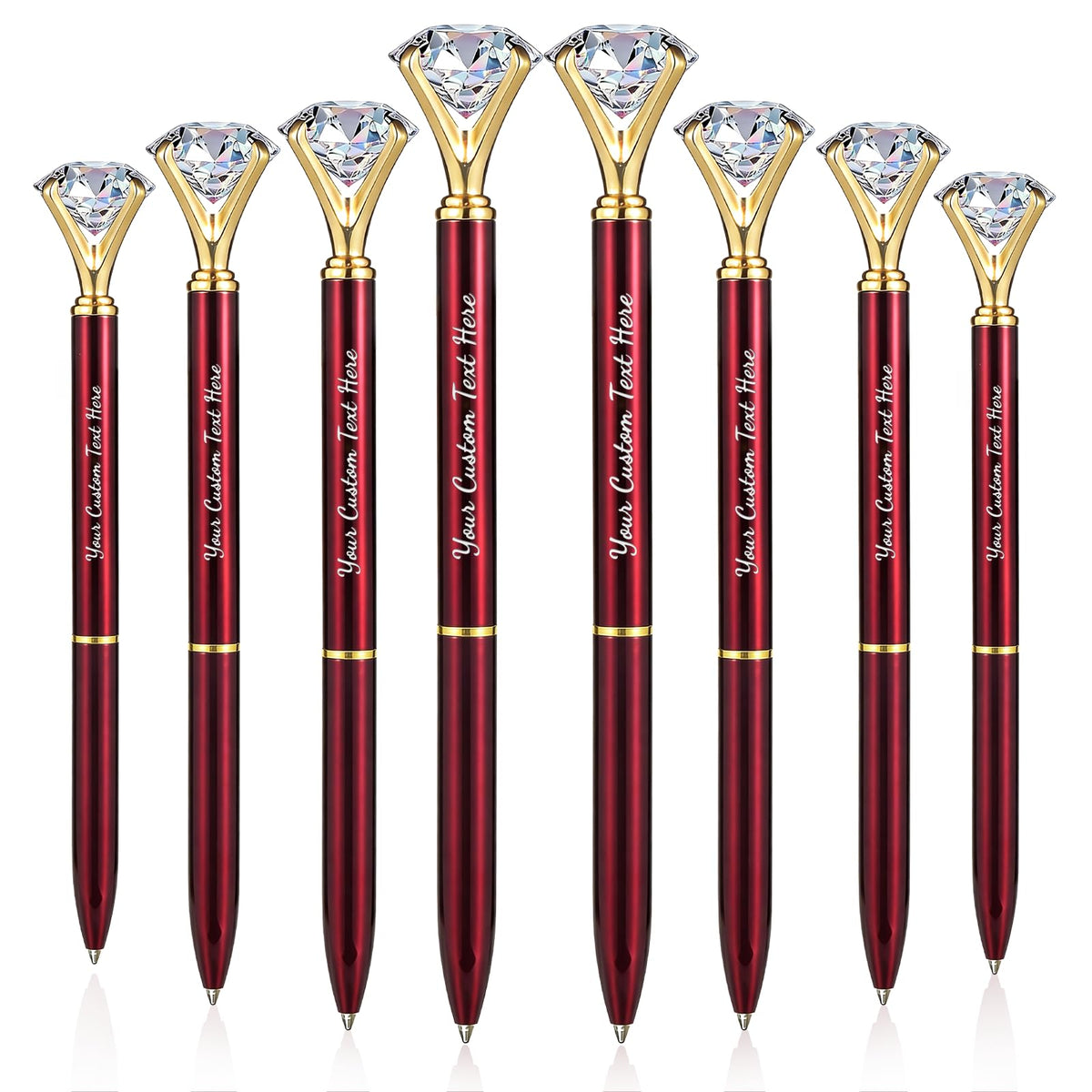 HISHER Custom Diamond Pens, 20 Pack, Bridal Shower Wedding Favor, Black Ink