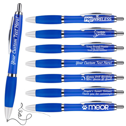 Pack of 100 Personalized Clear Pens - Custom Bulk Promotional Pens