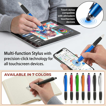 100 PC Custom Personalized Pens with Stylus, Black Ink Click Ballpoint Pens