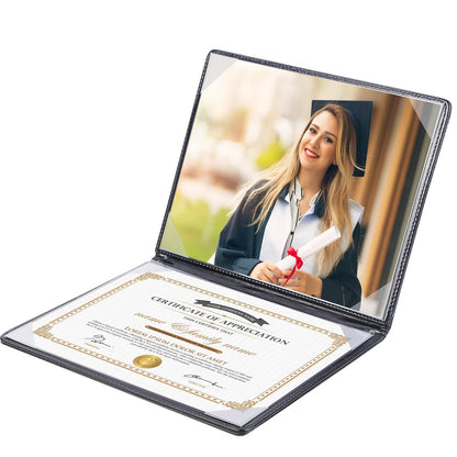 Diploma Cover 8.5 x 11, Padded Certificate Holder, Leatherette, Black
