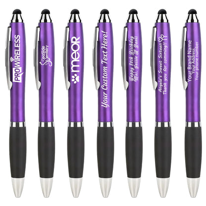 100 PC Custom Personalized Pens with Stylus, Black Ink Click Ballpoint Pens