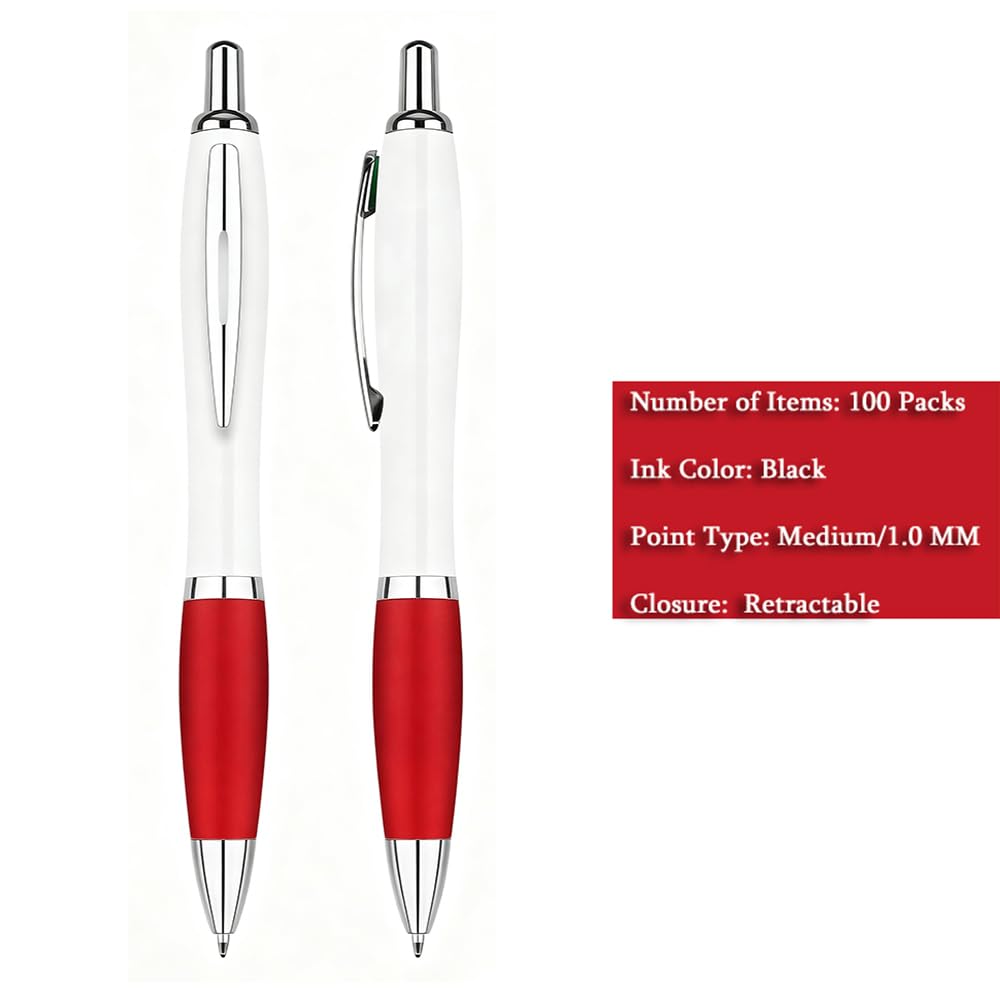 100 PCS Bulk Personalized Pens with Color Logo Custom Retractable Pens