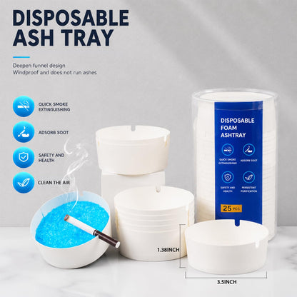 Custom Logo Disposable Ashtray 100 Pack– Odor-Absorbing, Mess-Free