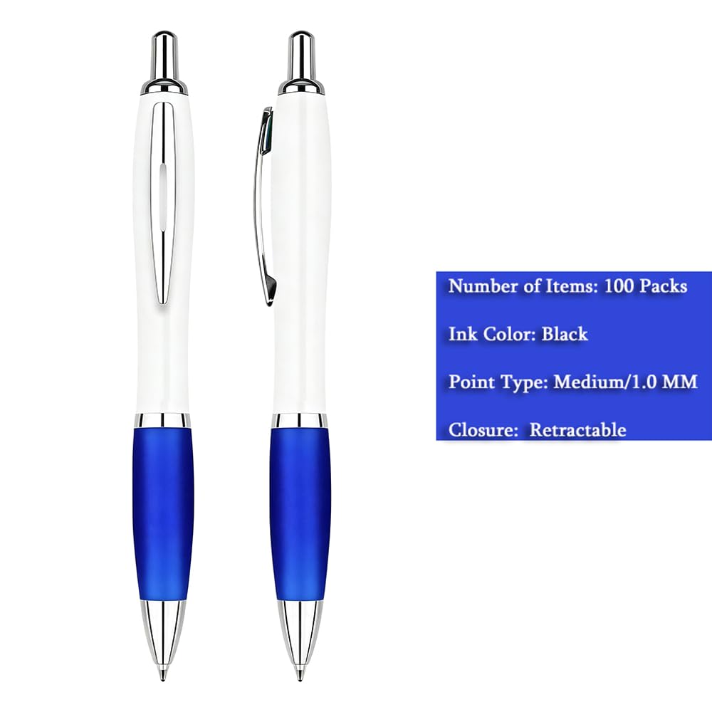 100 PCS Bulk Personalized Pens with Color Logo Custom Retractable Pens