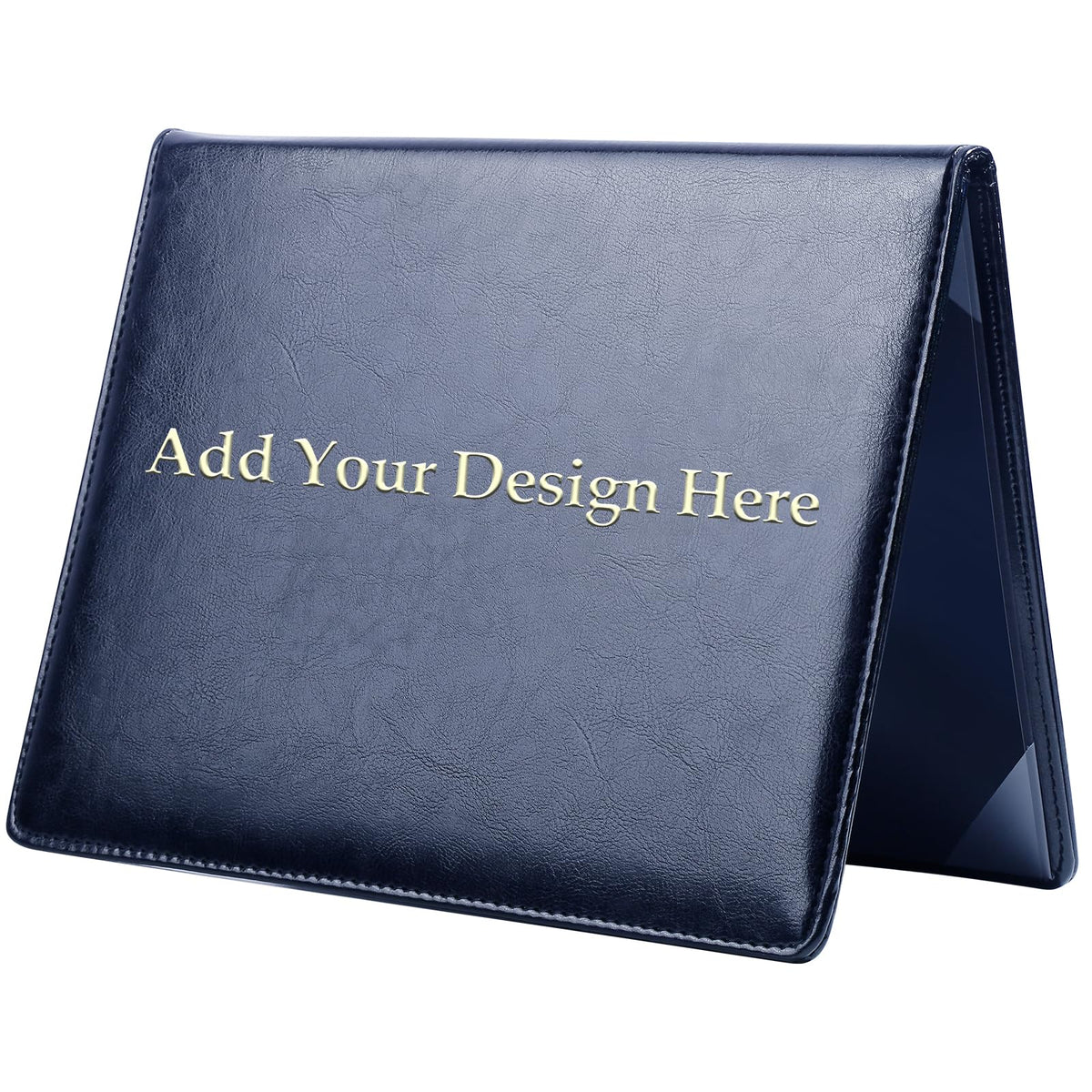 HH-STUDIO CUSTOM 8.5 x 11 Navy Blue Leather Certificate Holder