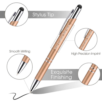 Custom Personalized Pens with Stylus, Black Ink Click Ballpoint Pens-50 PCS