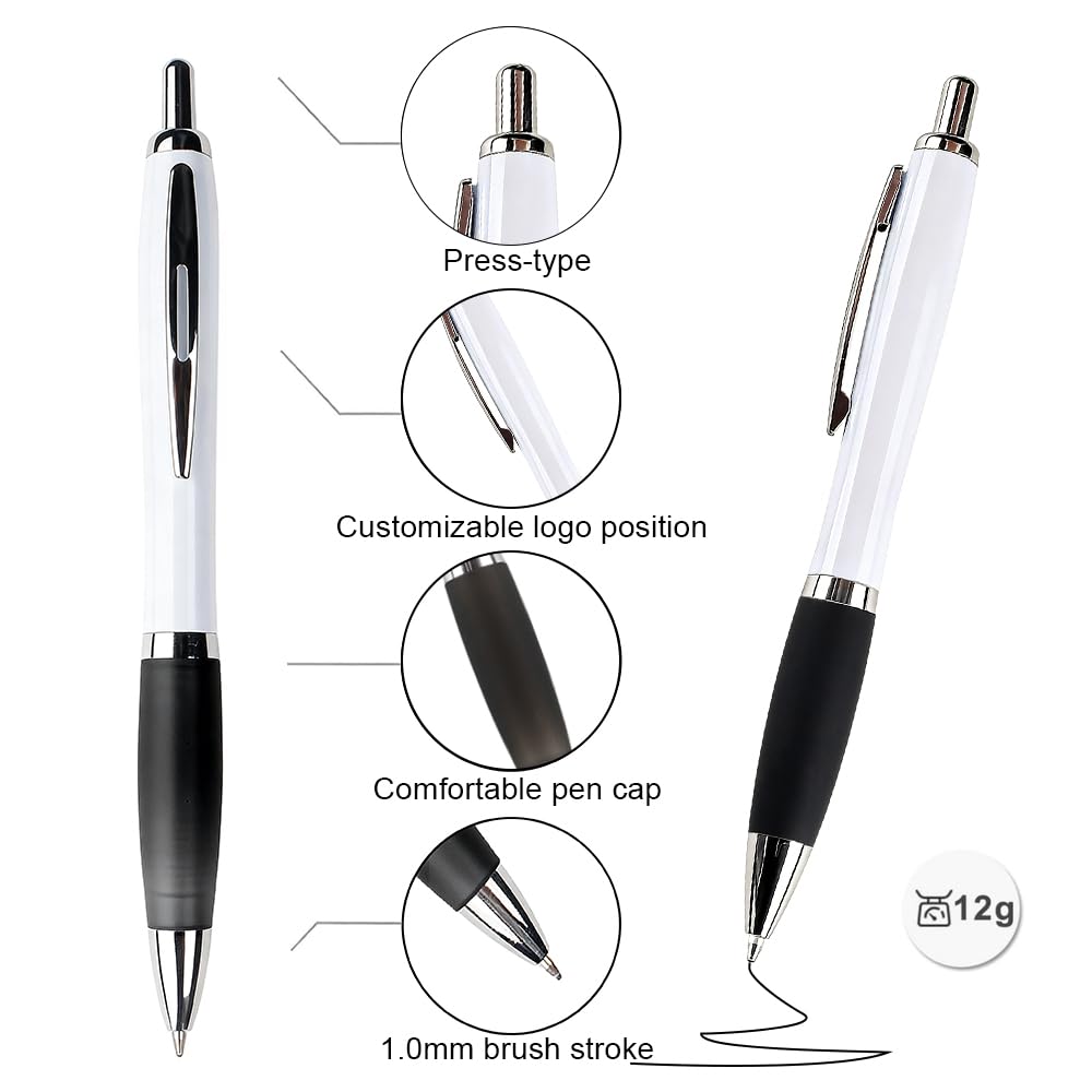 100 PCS Bulk Personalized Pens with Color Logo Custom Retractable Pens