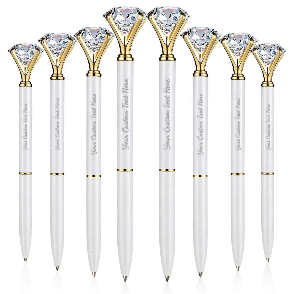 HISHER Custom Diamond Pens, 20 Pack, Bridal Shower Wedding Favor, Black Ink