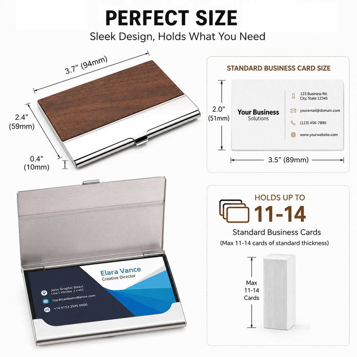 Personalized Wood Business Card Holder Custom Engraved Business Card Holder