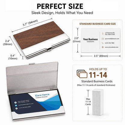 Personalized Wood Business Card Holder Custom Engraved Business Card Holder