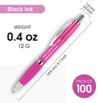Pack of 100 Personalized Clear Pens - Custom Bulk Promotional Pens