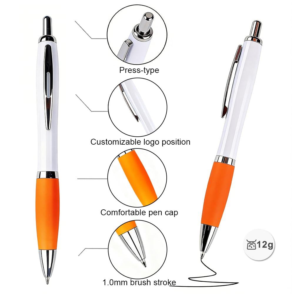 100 PCS Bulk Personalized Pens with Color Logo Custom Retractable Pens